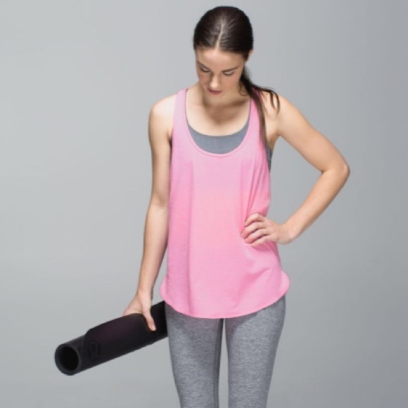 Lulu Lemon Pink Singlet Stripe Racerback Tank Sz 2 - Picture 1 of 5